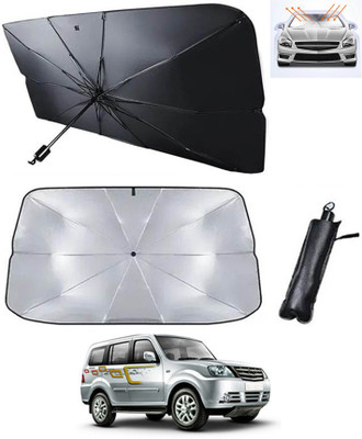 RKPSP Windshield Sun Shade For Tata Sumo Grande(Silver, Black)