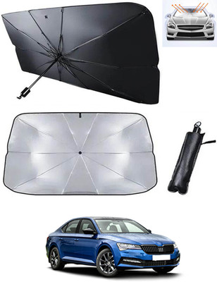 RKPSP Windshield Sun Shade For Skoda Superb(Black, Silver)