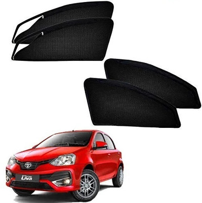 RAKRISH COLLECTION Rear Window, Side Window Sun Shade For Toyota Etios Liva(Black)