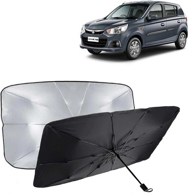 ShopDock Dashboard, Windshield Sun Shade For Maruti Suzuki Alto K10(Black, Silver)