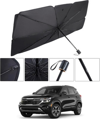 RKPSP Windshield Sun Shade For Kia Seltos(Black, Silver)