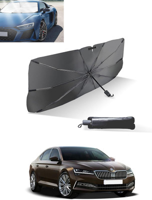 MATIES Windshield Sun Shade For Skoda Superb(Black, Silver)