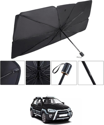 RKPSP Windshield Sun Shade For Toyota Etios Cross(Black, Silver)