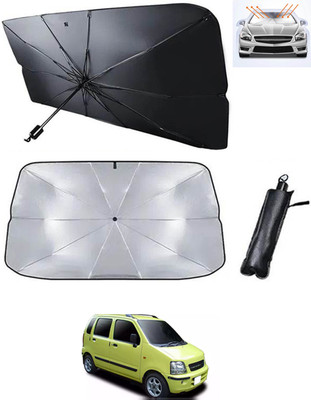 RKPSP Windshield Sun Shade For Maruti Suzuki WagonR(Black, Silver)