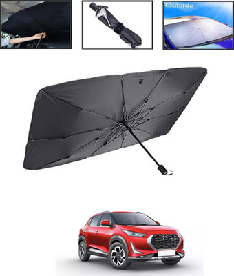 MSNP Windshield Sun Shade For Nissan Magnite(Black, Silver)