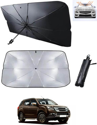 RKPSP Windshield Sun Shade For Isuzu Universal For Car(Black, Silver)