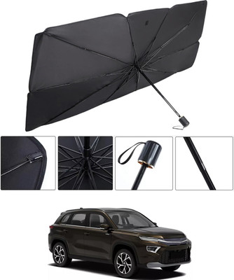 RKPSP Windshield Sun Shade For Toyota Urban Cruiser Hyryder(Black, Silver)