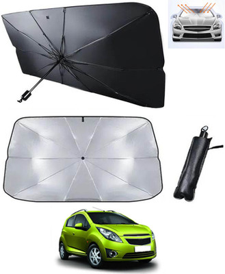 AYW Windshield Sun Shade For Chevrolet Beat(Silver, Black)