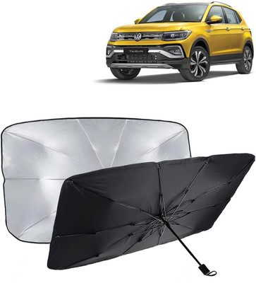 Kingsway Dashboard, Windshield Sun Shade For Volkswagen Taigun(Black, Silver)