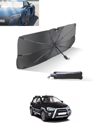 MATIES Windshield Sun Shade For Toyota Etios Cross(Black, Silver)