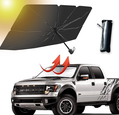 CARTSPACE Windshield Sun Shade For Universal For Car Universal For Car(Black)