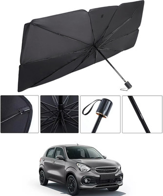 RKPSP Windshield Sun Shade For Universal For Car Celerio(Black, Silver)