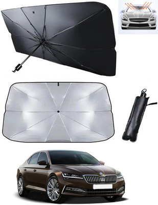 RKPSP Windshield Sun Shade For Skoda Superb(Black, Silver)
