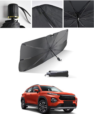 AYW Windshield Sun Shade For Toyota Universal For Car(Black, Silver)