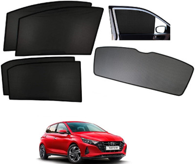 AuTO ADDiCT Side Window, Rear Window Sun Shade For Hyundai i20(Black)