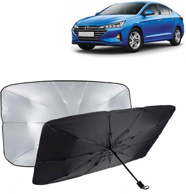 Kingsway Dashboard, Windshield Sun Shade For Hyundai Elantra(Black, Silver)