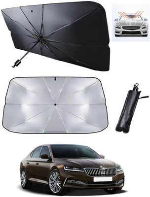 MATIES Windshield Sun Shade For Skoda Superb(Black, Silver)