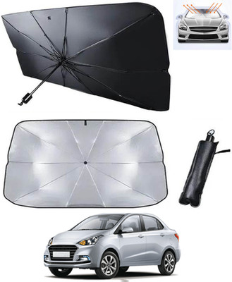 RKPSP Windshield Sun Shade For Hyundai Xcent(Silver, Black)