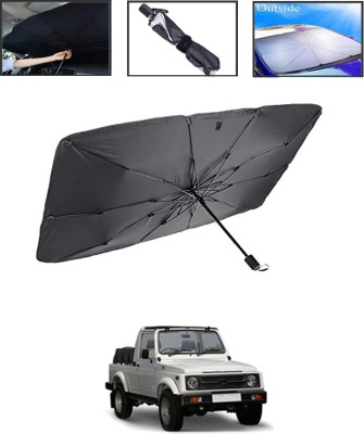 MSNP Windshield Sun Shade For Maruti Suzuki Gypsy King(Black, Silver)