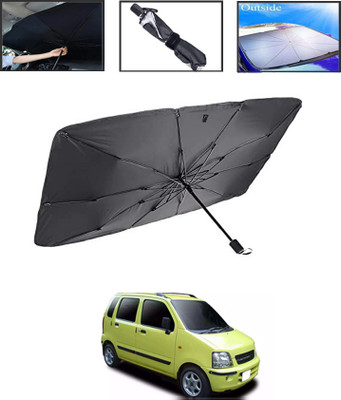 MSNP Windshield Sun Shade For Maruti Suzuki WagonR(Black, Silver)
