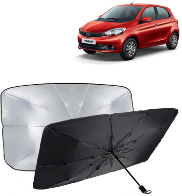 Kingsway Dashboard, Windshield Sun Shade For Tata Tiago(Black, Silver)