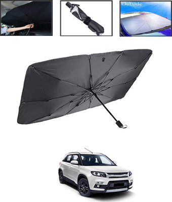 MSNP Windshield Sun Shade For Maruti Suzuki Vitara Brezza(Black, Silver)