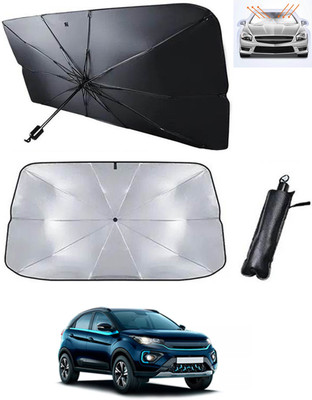 RKPSP Windshield Sun Shade For Tata Nexon EV(Black, Silver)