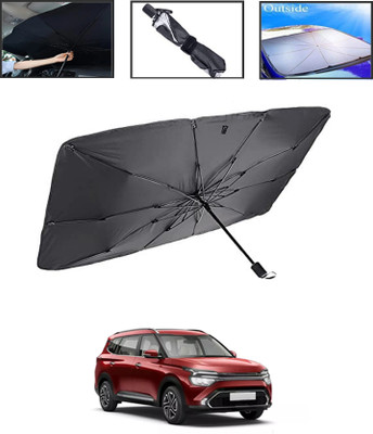 MSNP Windshield Sun Shade For Kia Carens(Black, Silver)