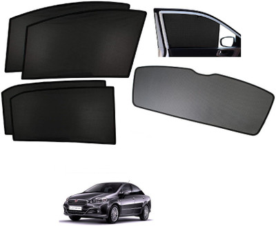 AuTO ADDiCT Side Window, Rear Window Sun Shade For Fiat Linea(Black)
