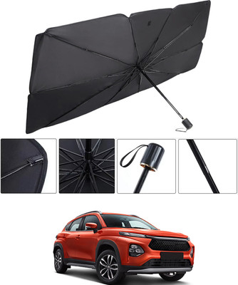 RKPSP Windshield Sun Shade For Toyota Universal For Car(Black, Silver)