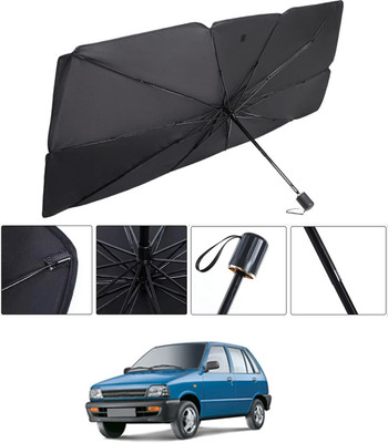 RKPSP Windshield Sun Shade For Maruti Suzuki 800(Black, Silver)