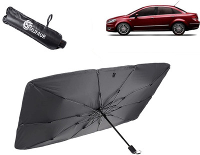 Selifaur Dashboard, Rear Window, Sun Roof, Windshield Sun Shade For Fiat Linea(Black)