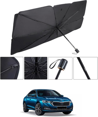 RKPSP Windshield Sun Shade For Skoda Octavia(Black, Silver)