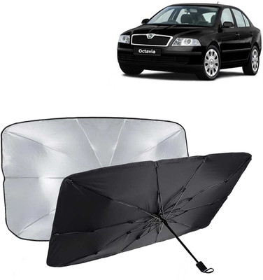 Kingsway Dashboard, Windshield Sun Shade For Skoda Octavia(Black, Silver)