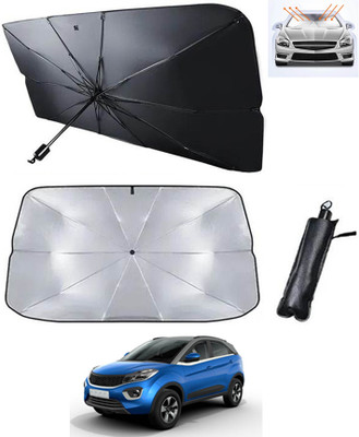 RKPSP Windshield Sun Shade For Tata Nexon(Silver, Black)