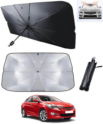 RKPSP Windshield Sun Shade For Hyundai Verna(Silver, Black)