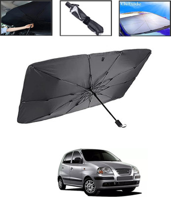 MSNP Windshield Sun Shade For Hyundai Universal For Car(Black, Silver)