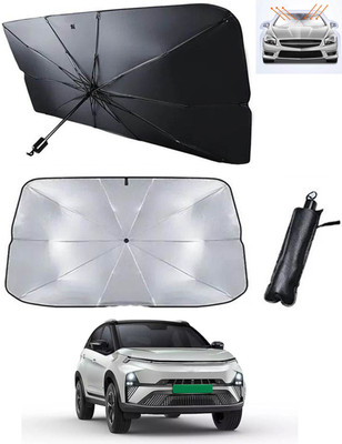 RKPSP Windshield Sun Shade For Tata Nexon EV(Black, Silver)