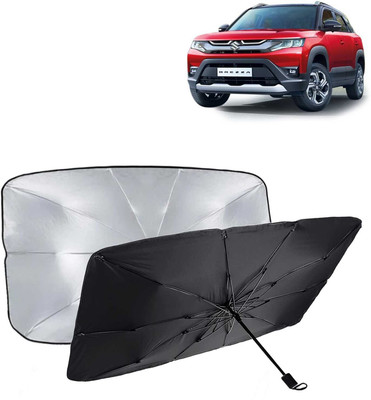Kingsway Dashboard, Windshield Sun Shade For Maruti Suzuki Brezza(Black, Silver)
