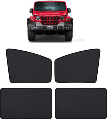 TOP VECHILE Rear Window, Side Window Sun Shade For Mahindra Thar(Black)