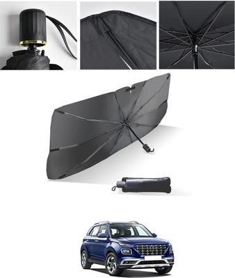 AYW Windshield Sun Shade For Hyundai Venue(Black, Silver)