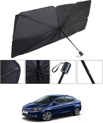 RKPSP Windshield Sun Shade For Tata Tigor EV(Black, Silver)
