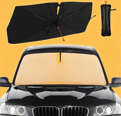 ShopDock Dashboard, Windshield Sun Shade For Universal For Car Universal For Car(Black, Silver)