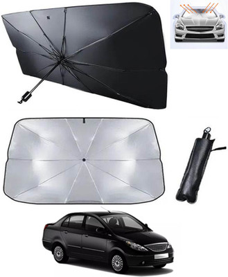 RKPSP Windshield Sun Shade For Tata Manza(Silver, Black)