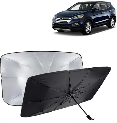 Kingsway Dashboard, Windshield Sun Shade For Hyundai Santa Fe(Black, Silver)
