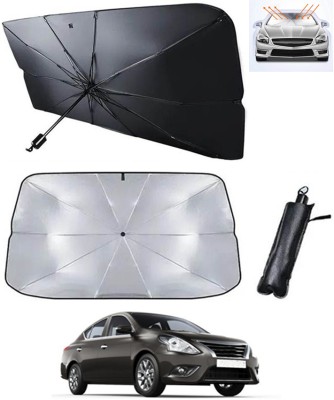 MATIES Windshield Sun Shade For Nissan Sunny(Silver, Black)