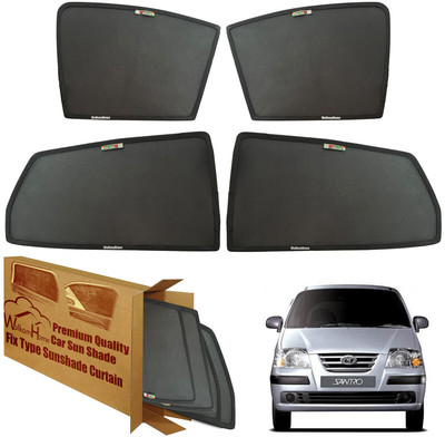 WolkomHome Side Window Sun Shade For Hyundai Santro(Black)