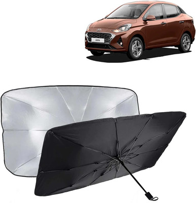 Kingsway Dashboard, Windshield Sun Shade For Hyundai Aura(Black, Silver)