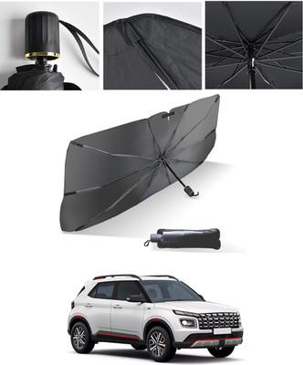 AYW Windshield Sun Shade For Hyundai Universal For Car(Black, Silver)