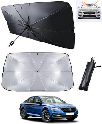 RKPSP Windshield Sun Shade For Skoda Superb(Silver, Black)
